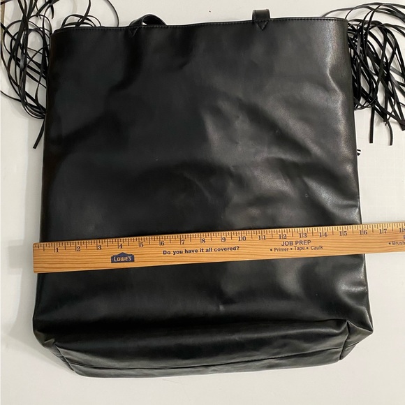 Victoria's Secret Limited Edition Black Faux Leather Bag with Tassels - 17" x16" - Picture 9 of 14